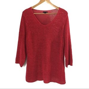 Westbound Woman Open Knit Sweater Red Size 1X